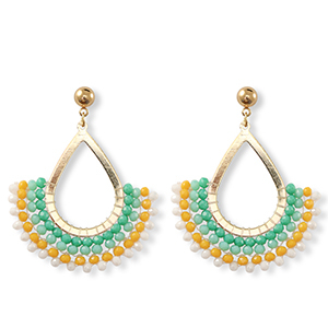 Top facet oorbellen druppel Gold-multicolour