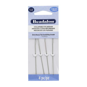 Beadalon flexibele rijgnaalden 6.3cm (extra heavy) Silver