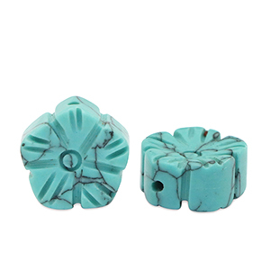Natuursteen kralen calciet bloem Turquois