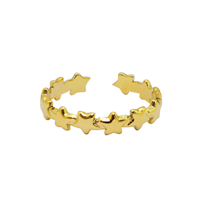 Roestvrij stalen (RVS) Stainless steel ringen ster Goud