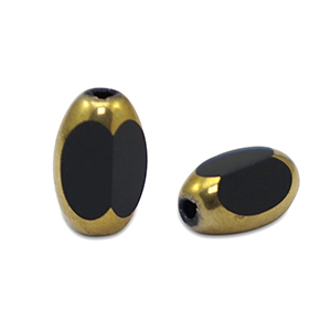 Ovale glaskralen facet Black-gold
