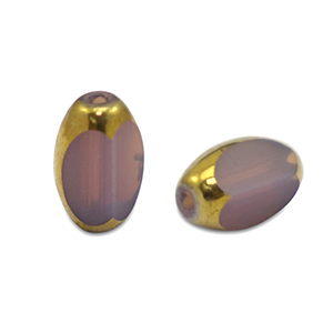 Ovale glaskralen facet Heather purple-gold