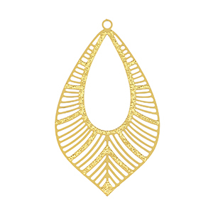 Roestvrij stalen (RVS) Stainless steel bedels bohemian blad Gold