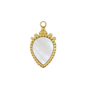 Roestvrij stalen (RVS) Stainless steel bedels schelp druppel Gold-white (natuurlijke kleur)