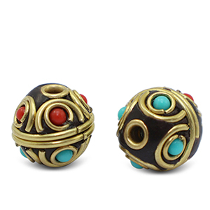 Bohemian kralen Turquoise-red antique gold