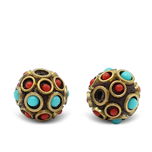 Bohemian kralen Turquoise-red antique gold