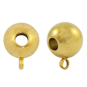 Roestvrij stalen (RVS) Stainless steel kralen met oog 10mm Gold