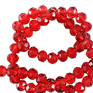 Top Facet kralen 6x4mm disc Candy red