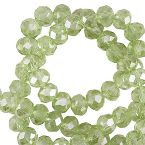 Top Facet kralen 4x3mm disc Malachy green-pearl shine coating