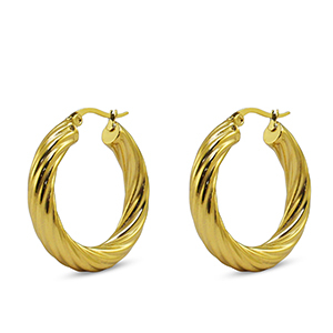 Roestvrij stalen (RVS) Stainless steel oorbellen creolen Gold