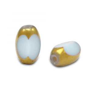 Ovale glaskralen facet Grey-gold