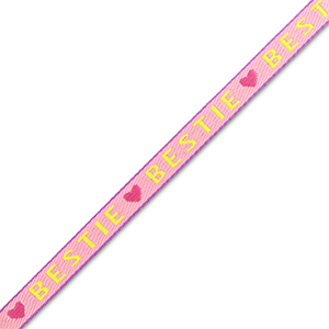 Lint met tekst "bestie" Pink-lime green