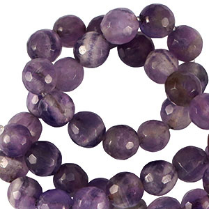 Natuursteen kralen kwarts 6mm facet geslepen Gentle violet purple