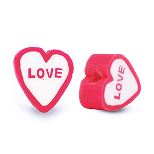 Polymeer kralen ''Love'' Red-White