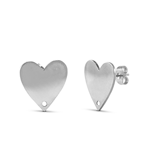 Roestvrij stalen (RVS) Stainless steel oorbellen hart Silver
