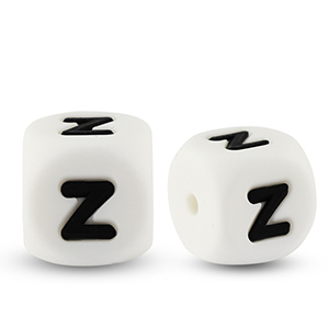 Letterkralen van siliconen Z White-black