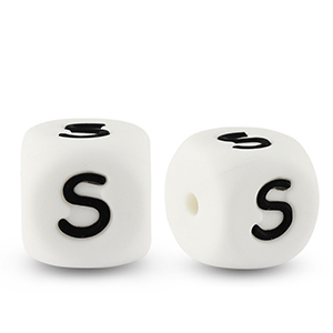 Letterkralen van siliconen  S White-black