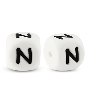 Letterkralen van siliconen  N White-black