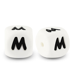 Letterkralen van siliconen  M White-black