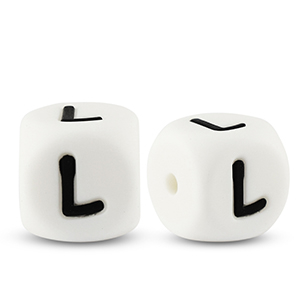 Letterkralen van siliconen  L White-black