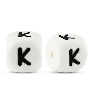 Letterkralen van siliconen  K White-black