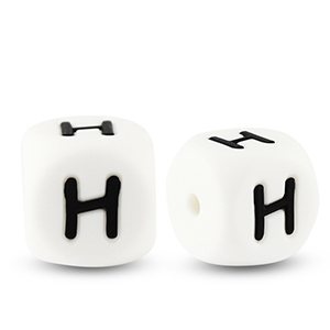 Letterkralen van siliconen  H White-black