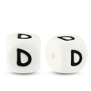Letterkralen van siliconen  D White-black