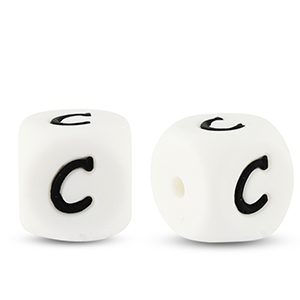 Letterkralen van siliconen  C White-black
