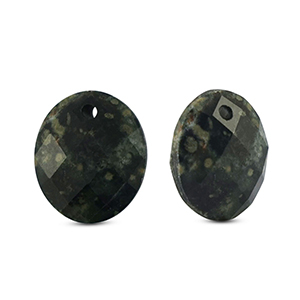 Natuursteen bedels glas ovaal Black-grey