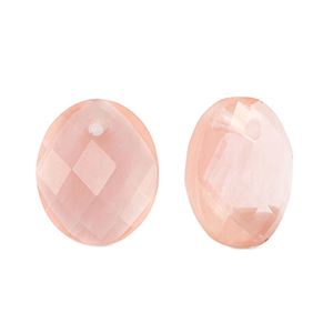 Natuursteen bedels glas ovaal Pink