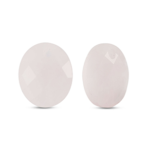 Natuursteen bedels rozenkwarts ovaal Light pink