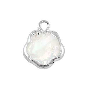 Zoetwaterparels bedel bloem Silver-Natural white