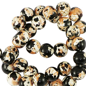 Kralen keramiek 6mm Black-creme