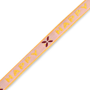 Lint met tekst "happy" Pink-yellow