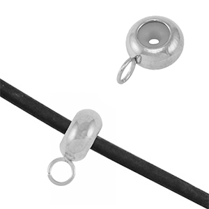 Roestvrij stalen (RVS) Stainless steel onderdelen smart bead stopper met oogje Silver