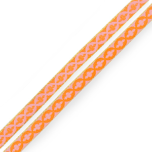 Lint met tekst bloem Orange-light pink