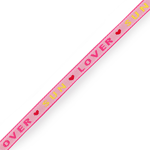 Lint met tekst "sun & love" Light pink