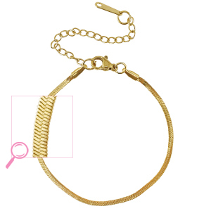 Roestvrij stalen (RVS) Stainless steel armbanden snake Gold