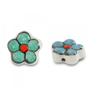 Keramiek kralen bloem Green-blue-red