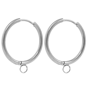 Roestvrij stalen (RVS) Stainless steel oorbellen creolen 22mm Silver