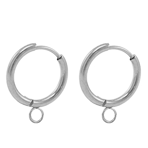Roestvrij stalen (RVS) Stainless steel oorbellen creolen 18mm Silver