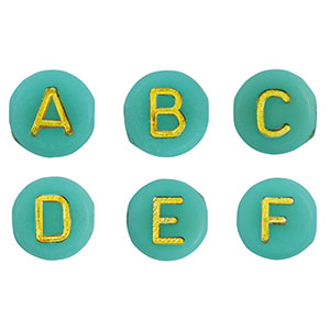 Letterkralen van acryl mix Emerald green-gold