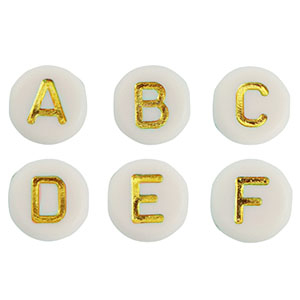 Letterkralen van acryl mix Off white-gold