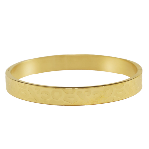 Roestvrij stalen (RVS) Stainless steel armbanden leopard print Goud