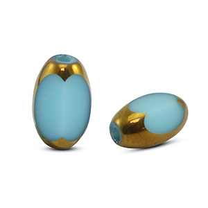 Ovale glaskralen facet Blue-gold