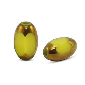 Ovale glaskralen facet Yellow-gold