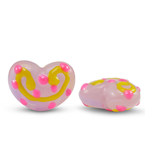 Acryl kralen hart Pink-yellow