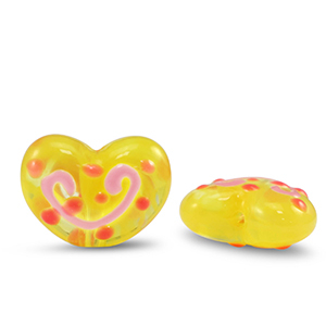 Acryl kralen hart Yellow-pink