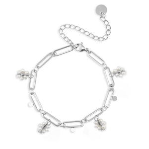 Roestvrij stalen (RVS) Stainless steel armbanden parels Silver