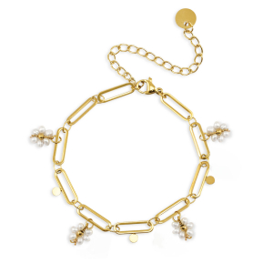 Roestvrij stalen (RVS) Stainless steel armbanden parels Gold
